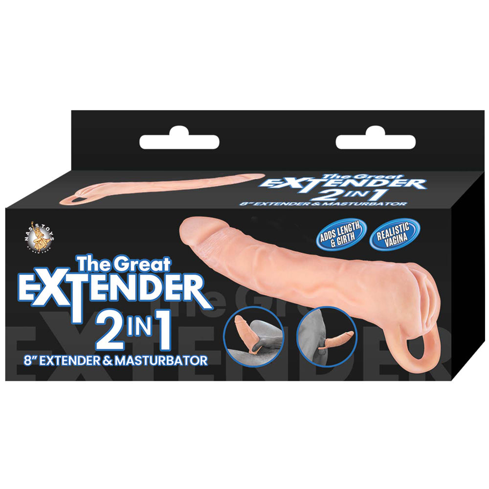 The Great Extender 2-In-1 8" Extender & Masturbator White | 782631319002 | Discreet Personal Wellness