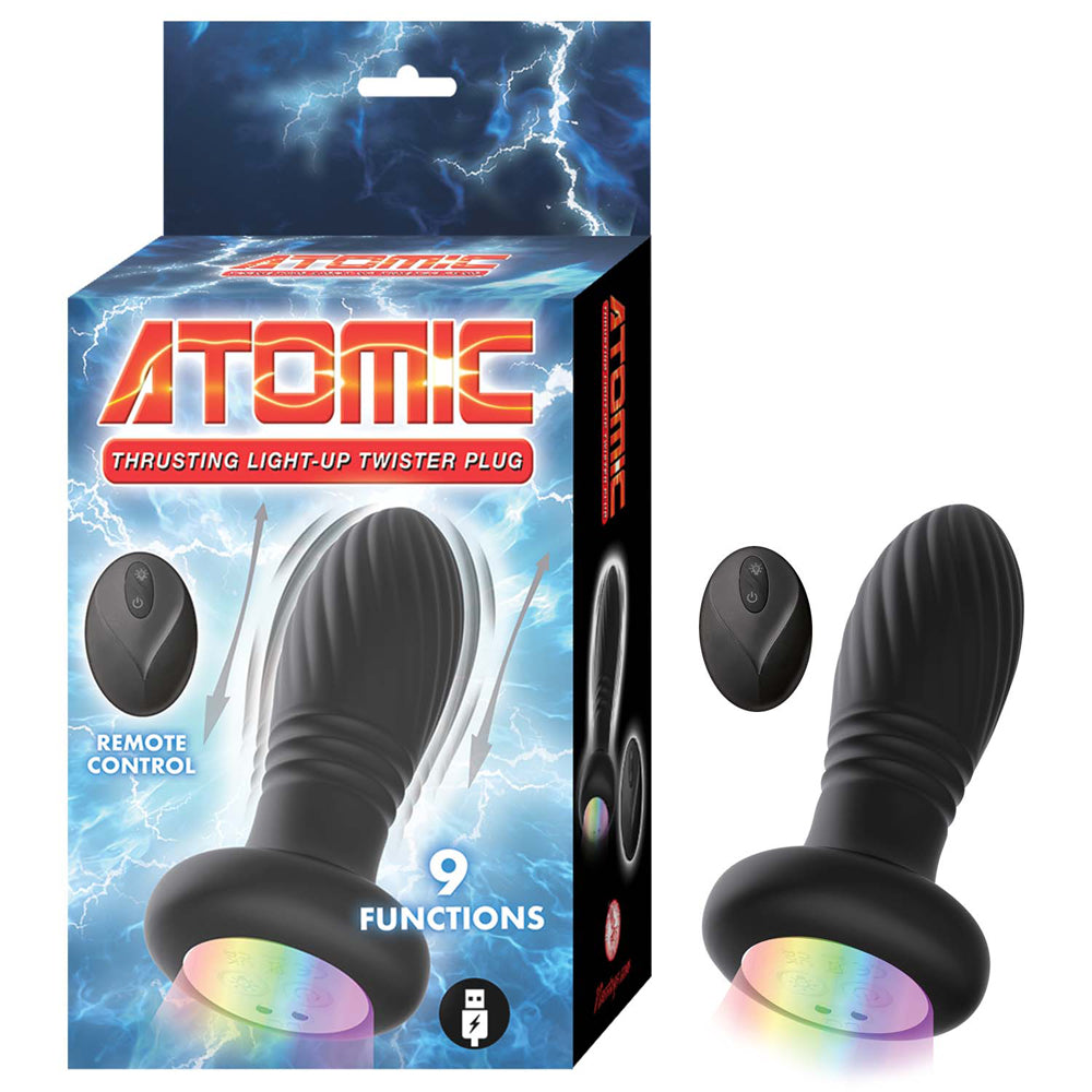 Atomic Thrusting Light-Up Twister Plug Black | 782631324006 | Discreet Personal Wellness