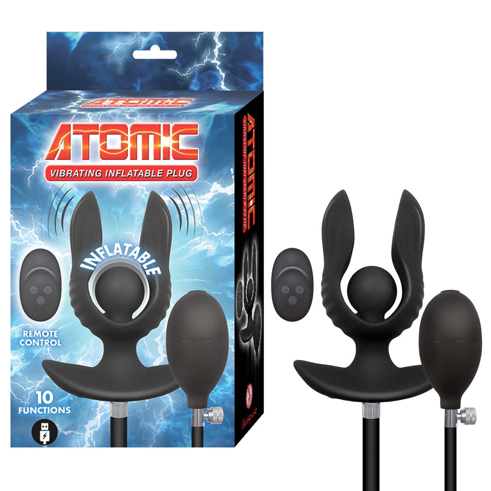 Atomic Vibrating Inflatable Plug Black | 782631324402 | Discreet Personal Wellness
