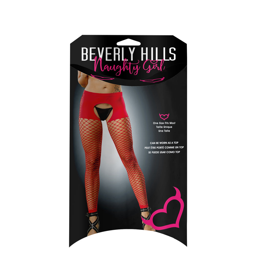 Ladies Hot Sexy Crotchless Short Style With Mesh Bottom And Buttless Leggings Red | 809565038417 | Discreet Personal Wellness