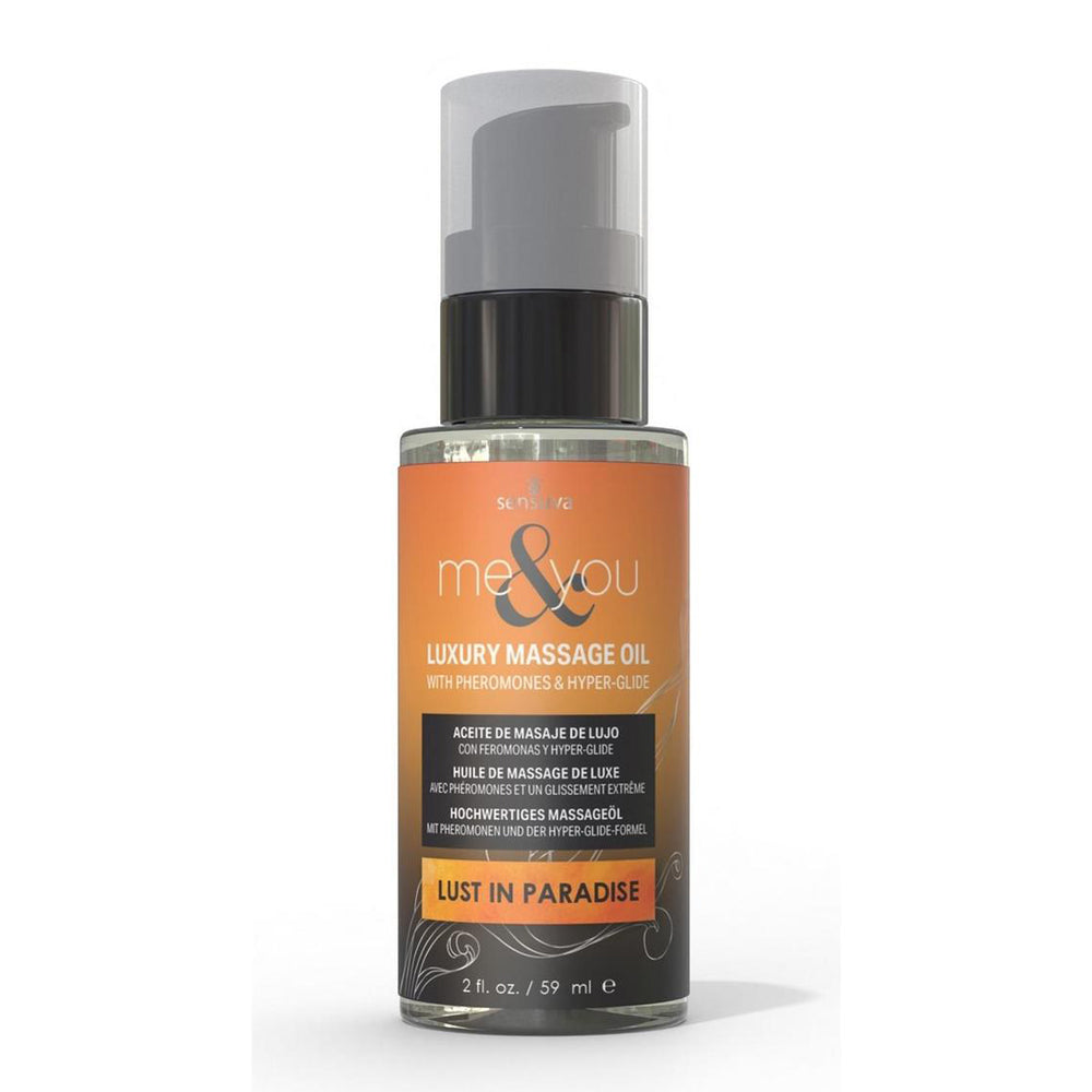 Me & You Massage Oil Lust In Paradise 2 oz. Bottle | 810002664403 | Discreet Personal Wellness