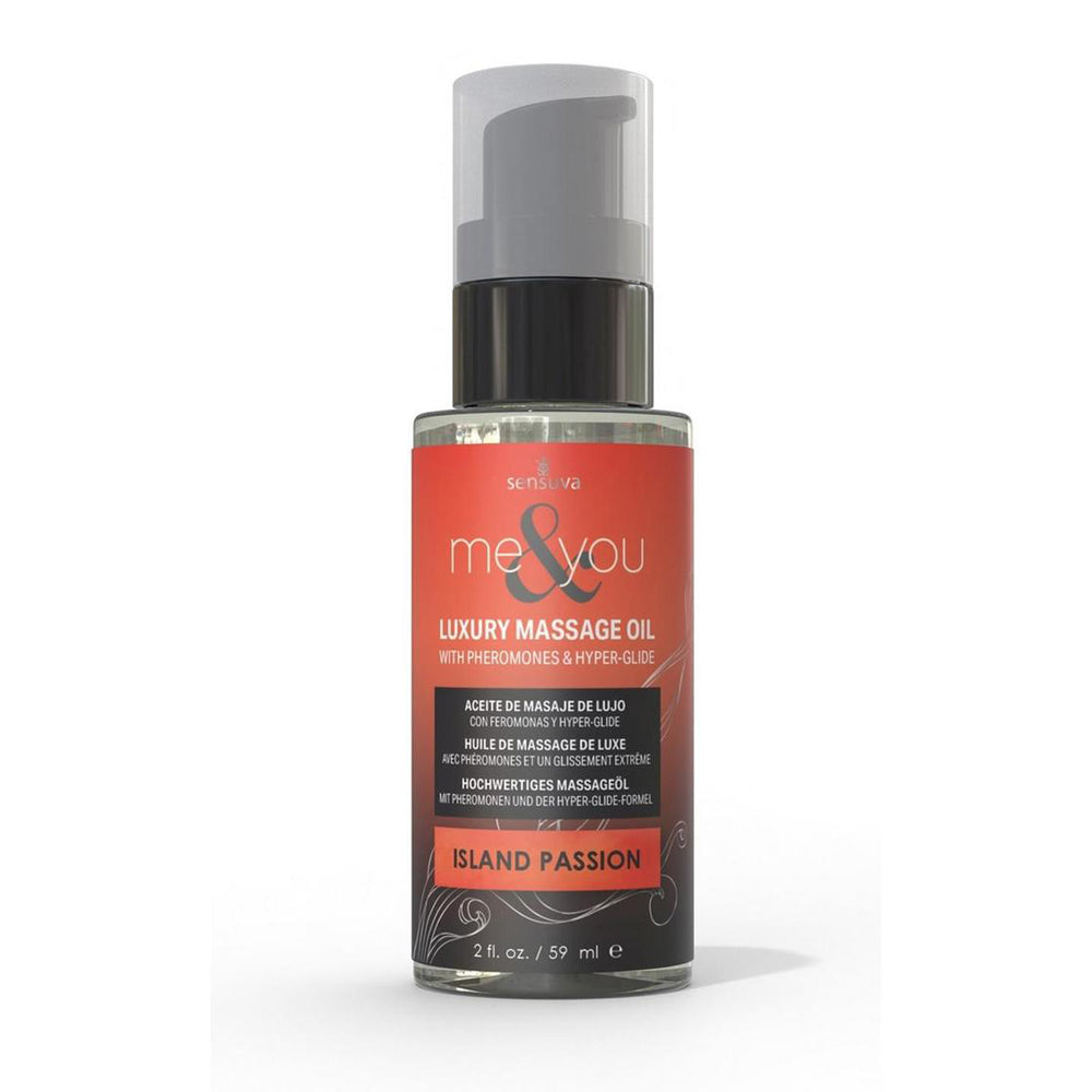 Me & You Massage Oil Island Passion 2 oz. Bottle | 810002664496 | Discreet Personal Wellness