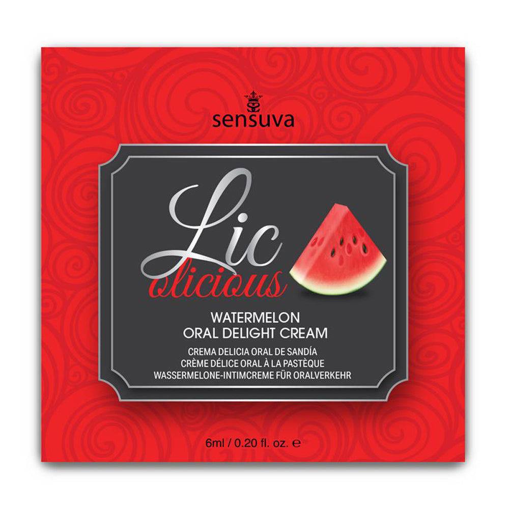 Lic-O-Licious Oral Delight Cream Watermelon 6 ml. Single-Use Packet | 810002664632 | Discreet Personal Wellness