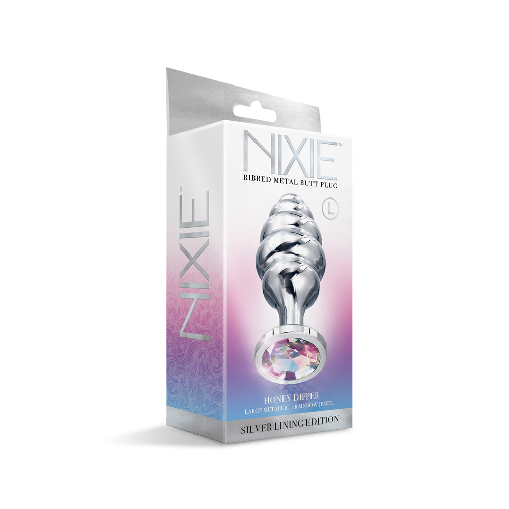 Nixie Ribbed Stainless Steel Butt Plug Honey Dipper Large | 810126930026 | Discreet Personal Wellness