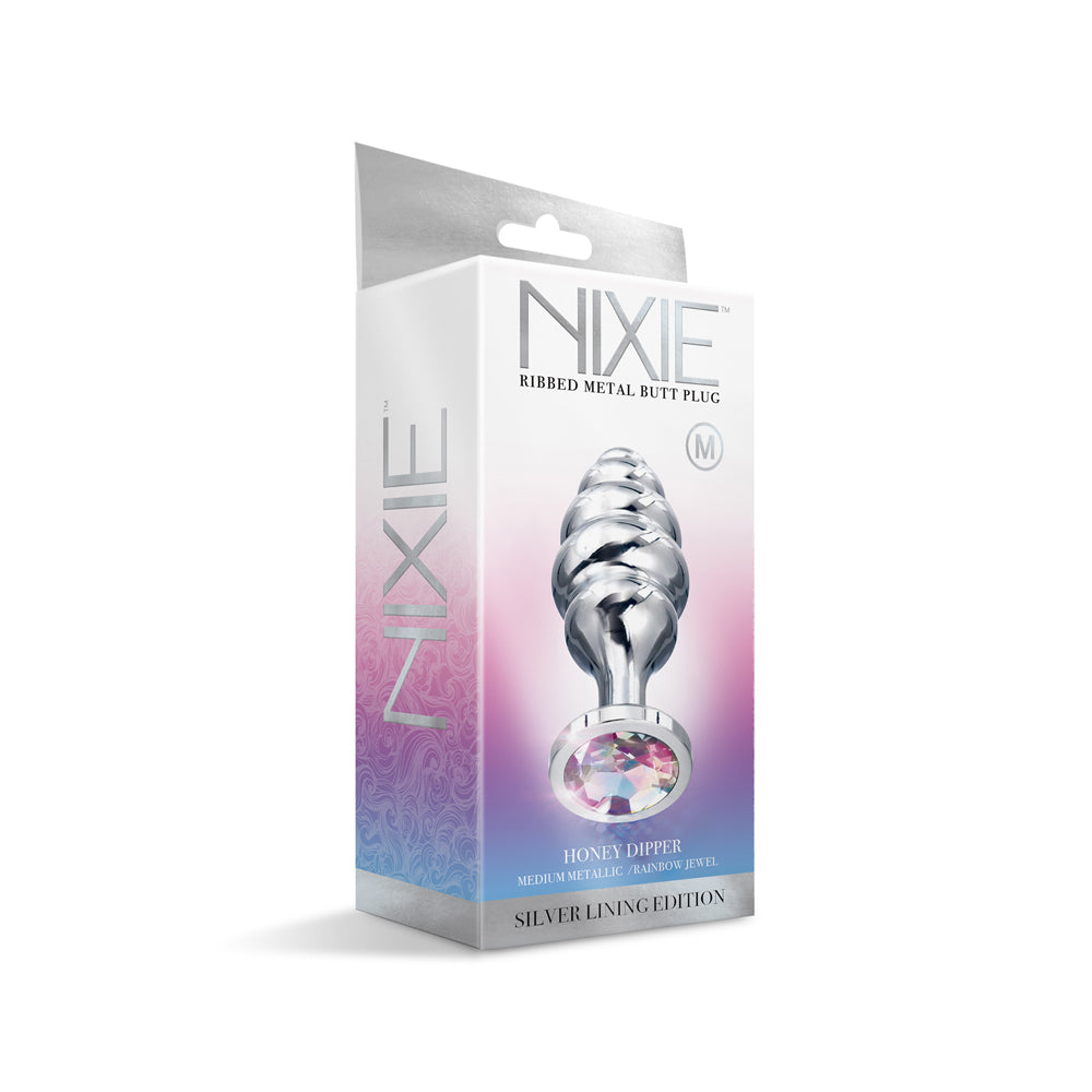 Nixie Ribbed Stainless Steel Butt Plug Honey Dipper Medium | 810126930033 | Discreet Personal Wellness