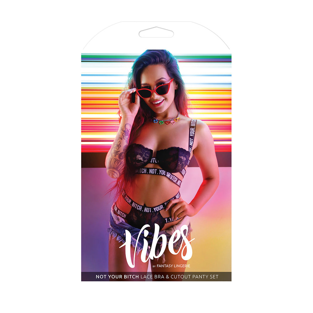 Not Your Bitch Lace Bra & Cutout Panty Set - S/M Boxed | 811432028872 | Discreet Personal Wellness