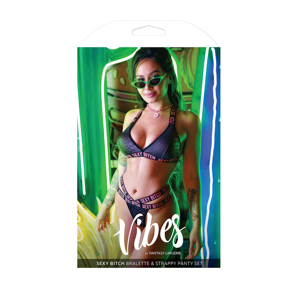 Sexy Bitch Bralette & Strappy Panty Set - M/L Boxed | 811432029183 | Discreet Personal Wellness