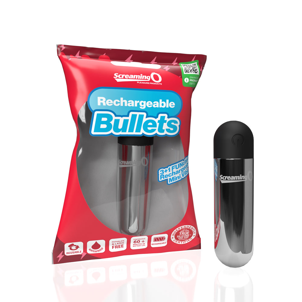 Screaming O Rechargeable Bullets Silver | 817483017407 | Discreet Personal Wellness