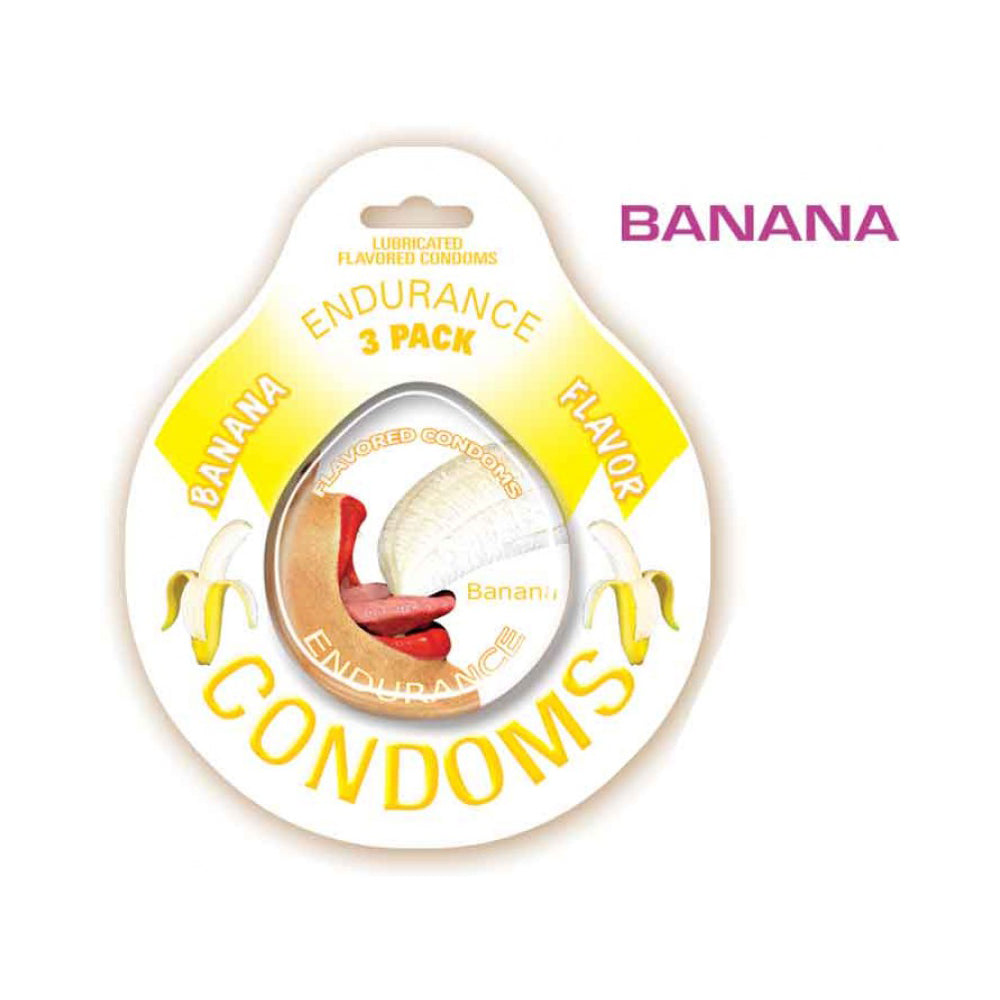 Endurance Condoms Banana 3Pk | 818631020904 | Discreet Personal Wellness
