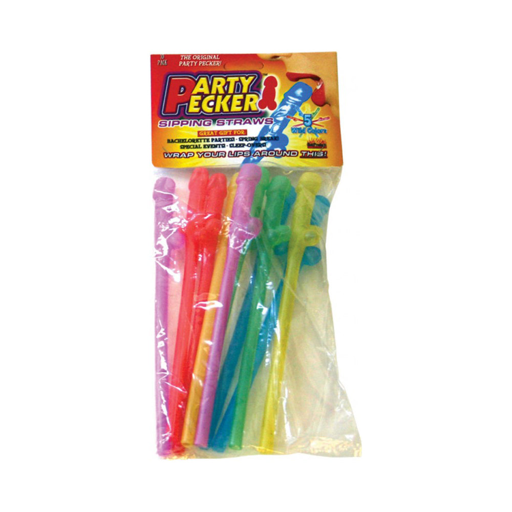 Party Pecker Straw Neon (10PK) | 818631021031 | Discreet Personal Wellness