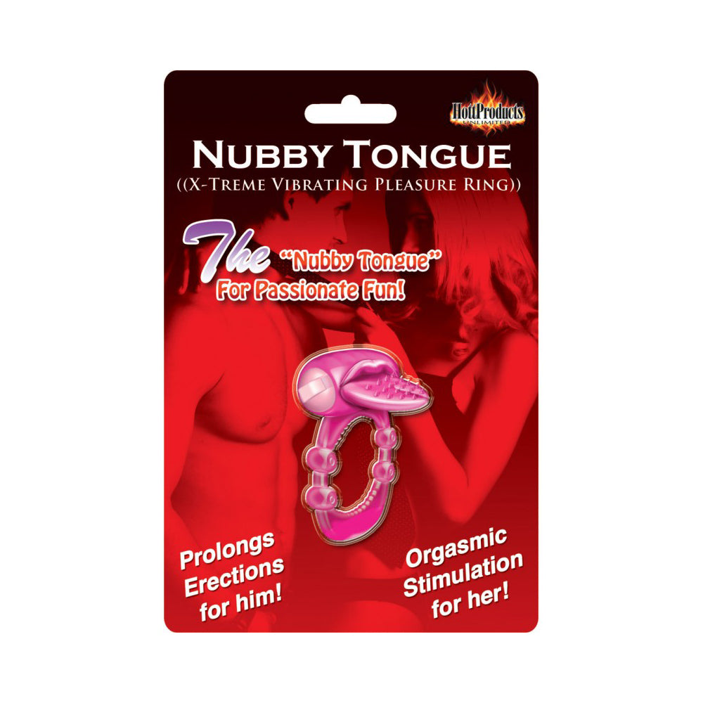 Nubby Tongue Vibrating Penis Ring Magenta | 818631022946 | Discreet Personal Wellness