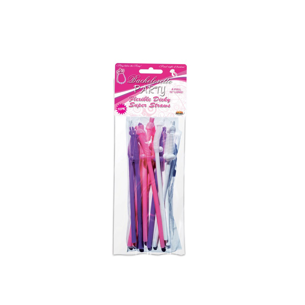 Bachelorette Party Flexy Super Straw 10Pc Set | 818631025015 | Discreet Personal Wellness