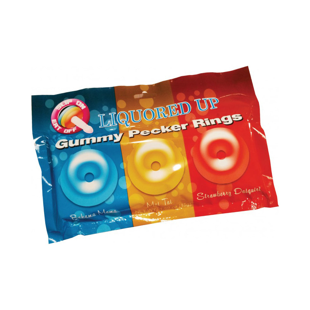 Liquored Up Pecker Gummy Rings-3Pk | 818631028665 | Discreet Personal Wellness