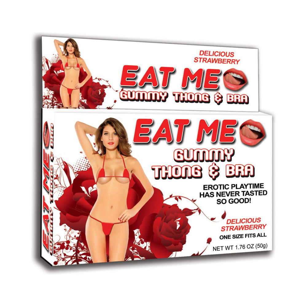 Eat Me Gummy Thong & Bra Strawberry | 818631029747 | Discreet Personal Wellness