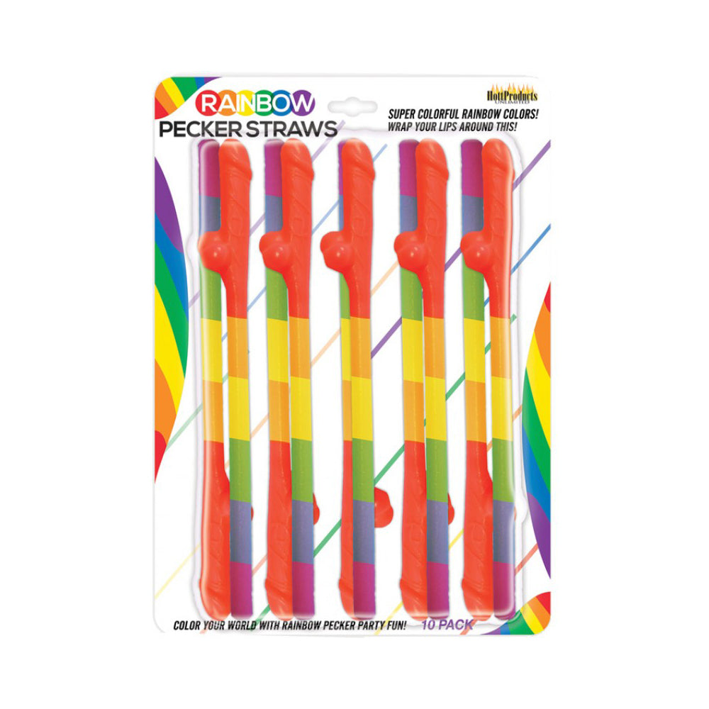 Rainbow Pecker Straws 10Pk | 818631032501 | Discreet Personal Wellness