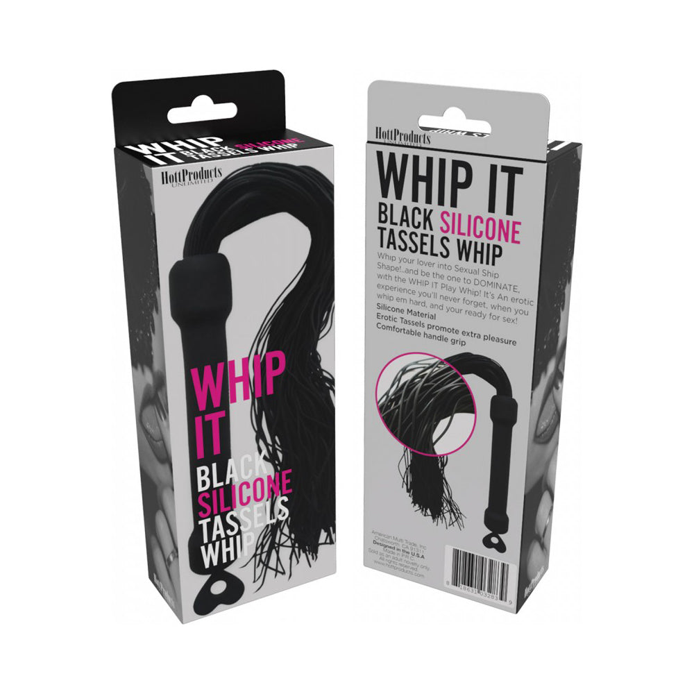 Whip It Black Pleasure Whip With Tassels | 818631032839 | Discreet Personal Wellness