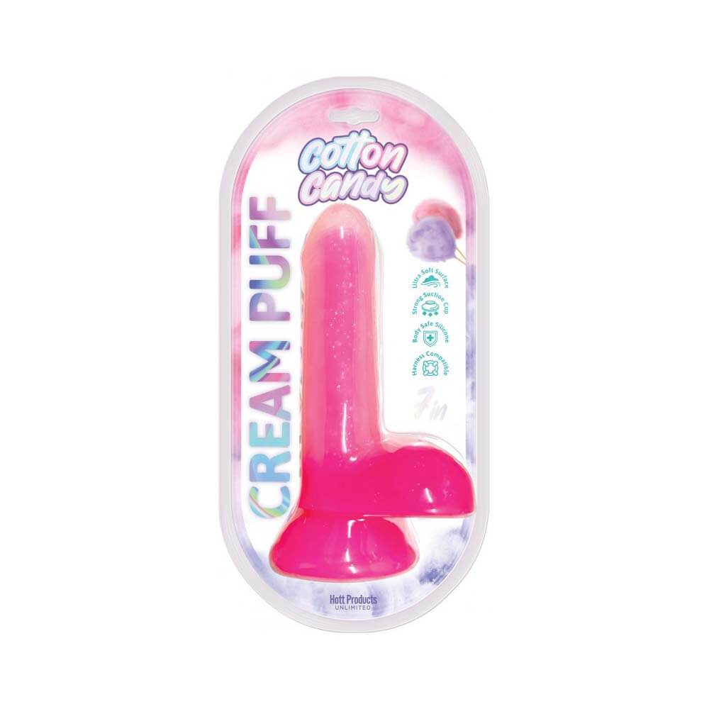 Cotton Candy Cream Puff 7" Silicone Dildo Pink | 818631035144 | Discreet Personal Wellness