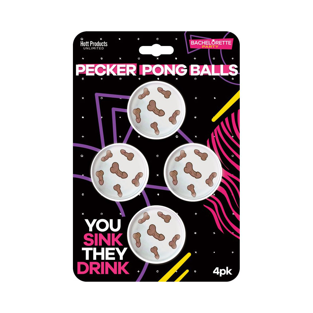 Pecker Beer Pong Balls 4Pk | 818631035397 | Discreet Personal Wellness