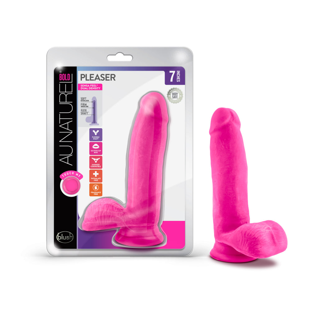 Au Naturel Bold Pleaser 7" Dildo Pink | 819835023661 | Discreet Personal Wellness