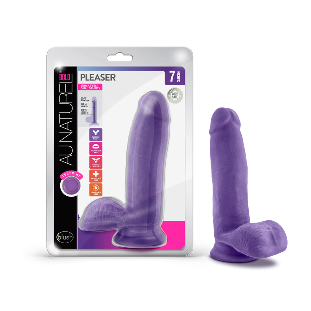 Au Naturel Bold Pleaser 7" Dildo Purple | 819835023739 | Discreet Personal Wellness