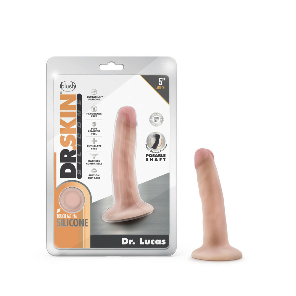 Dr. Skin Silicone Dr. Lucas 5" Penis With Suction Cup Vanilla | 819835023845 | Discreet Personal Wellness