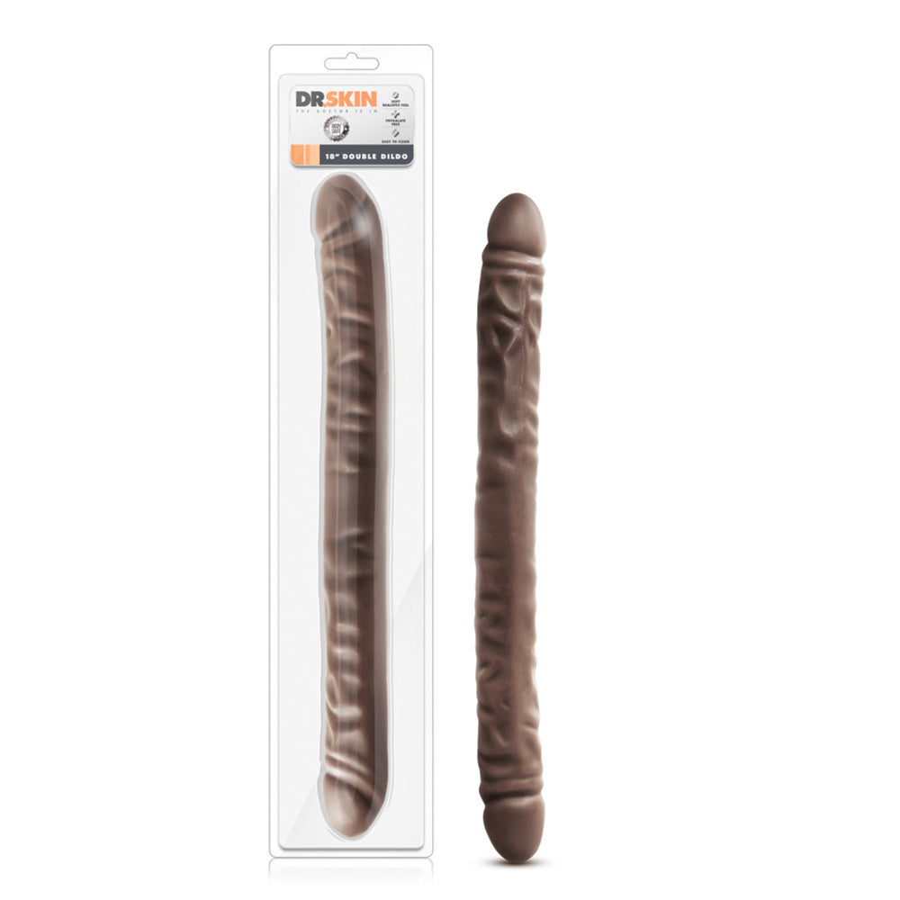 Dr. Skin 18" Double Dildo Chocolate | 819835024033 | Discreet Personal Wellness