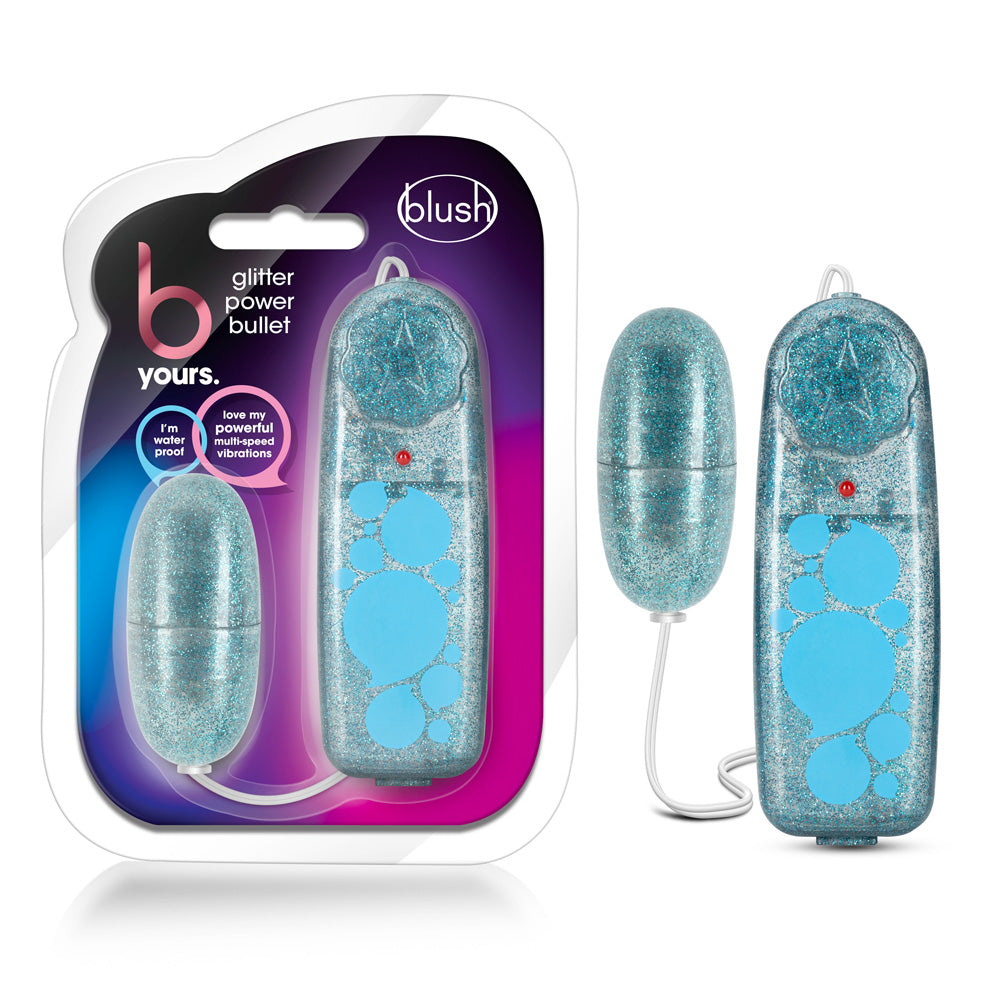 B Yours Glitter Power Bullet Blue | 819835024798 | Discreet Personal Wellness