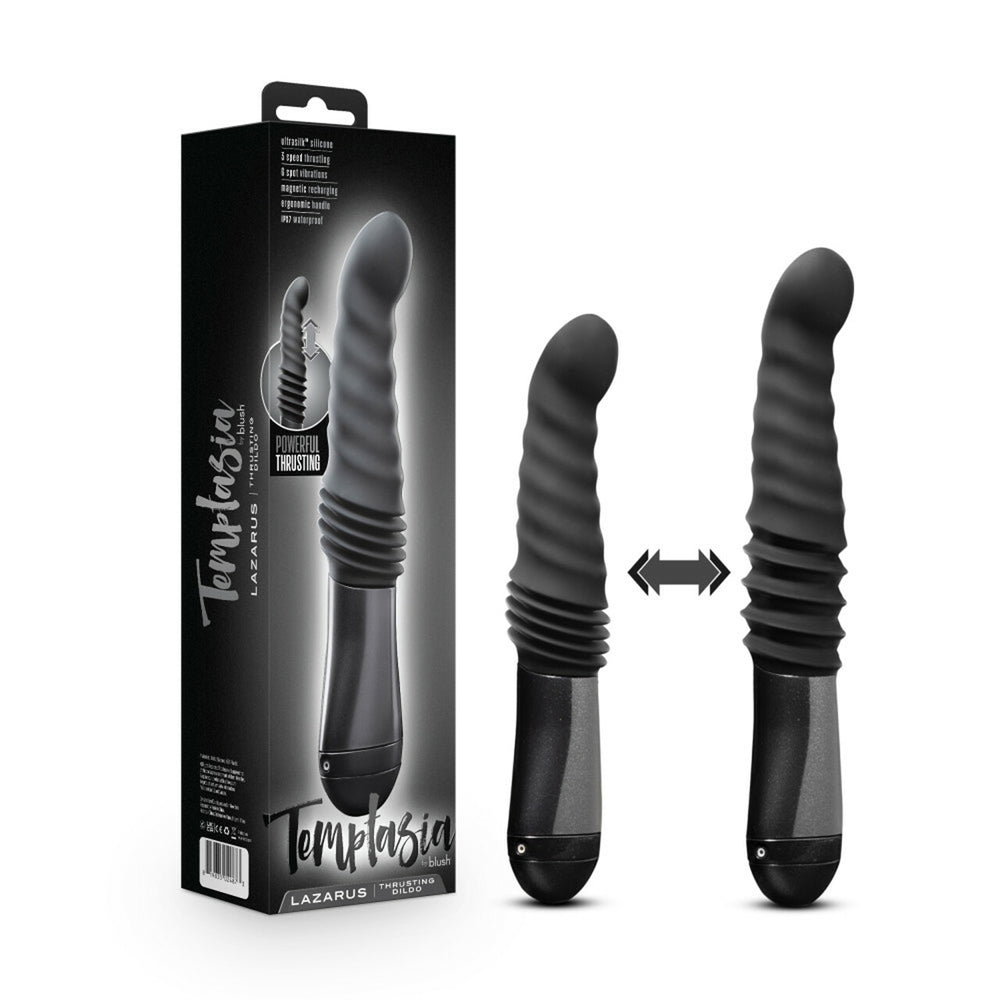 Temptasia Lazarus Thrusting Dildo Black | 819835024873 | Discreet Personal Wellness