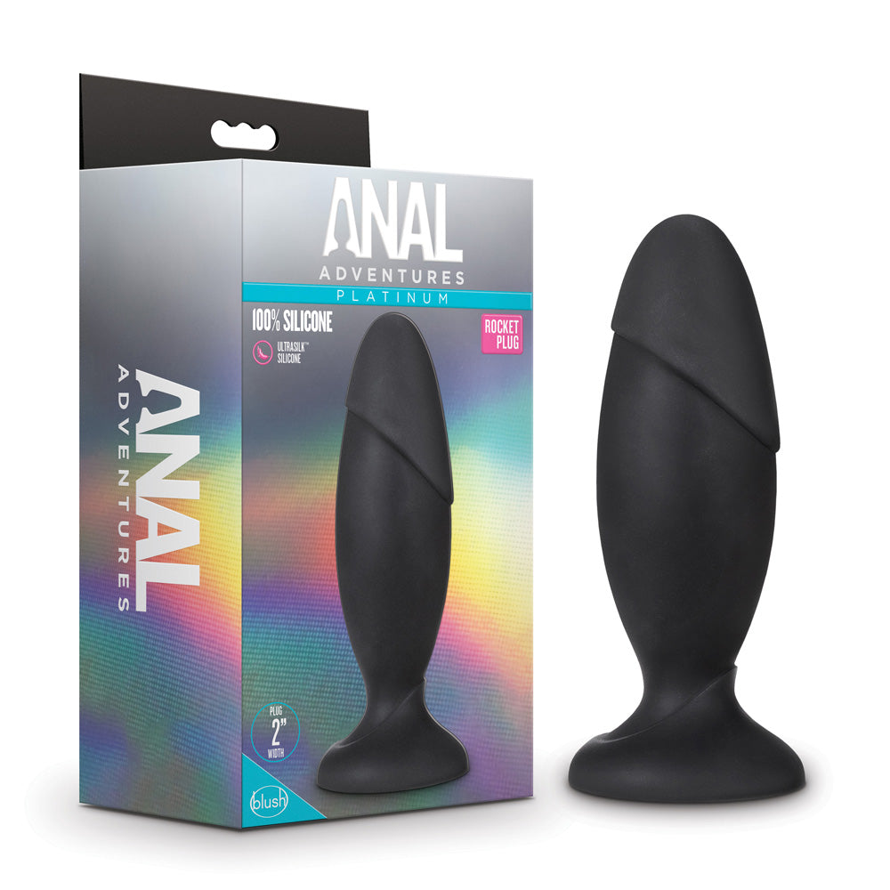 Anal Adventures Platinum Silicone Rocket Plug Black | 819835026426 | Discreet Personal Wellness