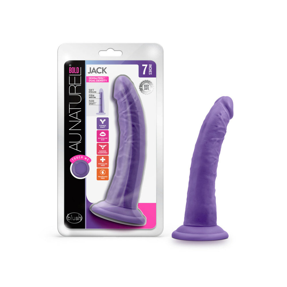 Au Naturel Bold Jack 7" Dildo Purple | 819835027287 | Discreet Personal Wellness