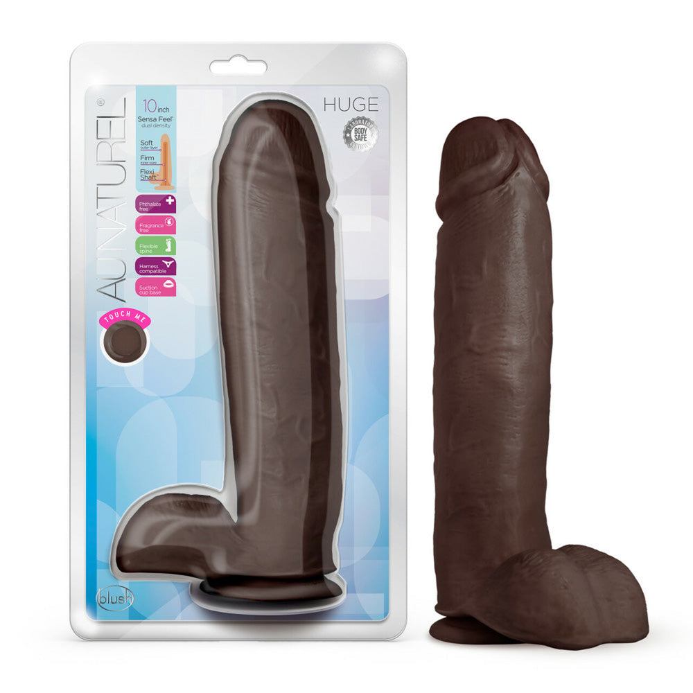 Au Naturel Huge 10" Dildo Chocolate | 819835027379 | Discreet Personal Wellness