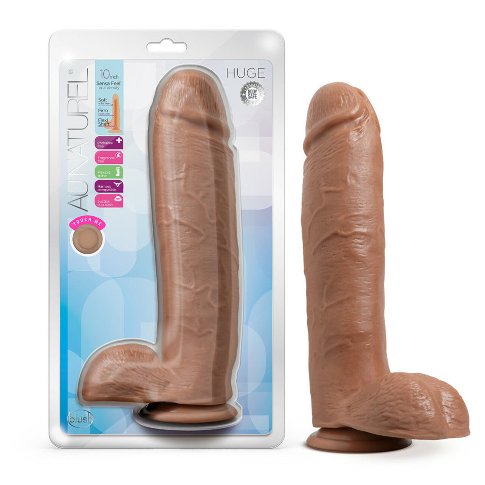 Au Naturel Huge 10" Dildo Mocha | 819835027386 | Discreet Personal Wellness