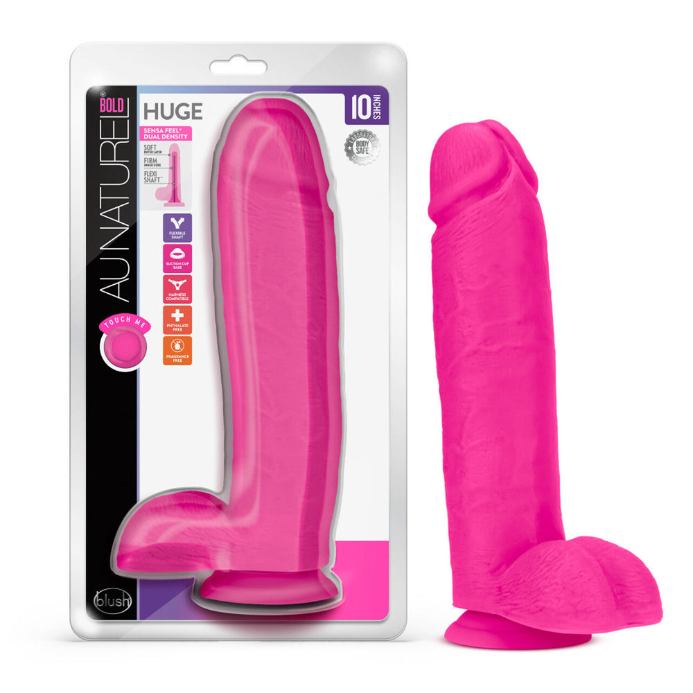 Au Naturel Bold Huge 10" Dildo Pink | 819835027393 | Discreet Personal Wellness