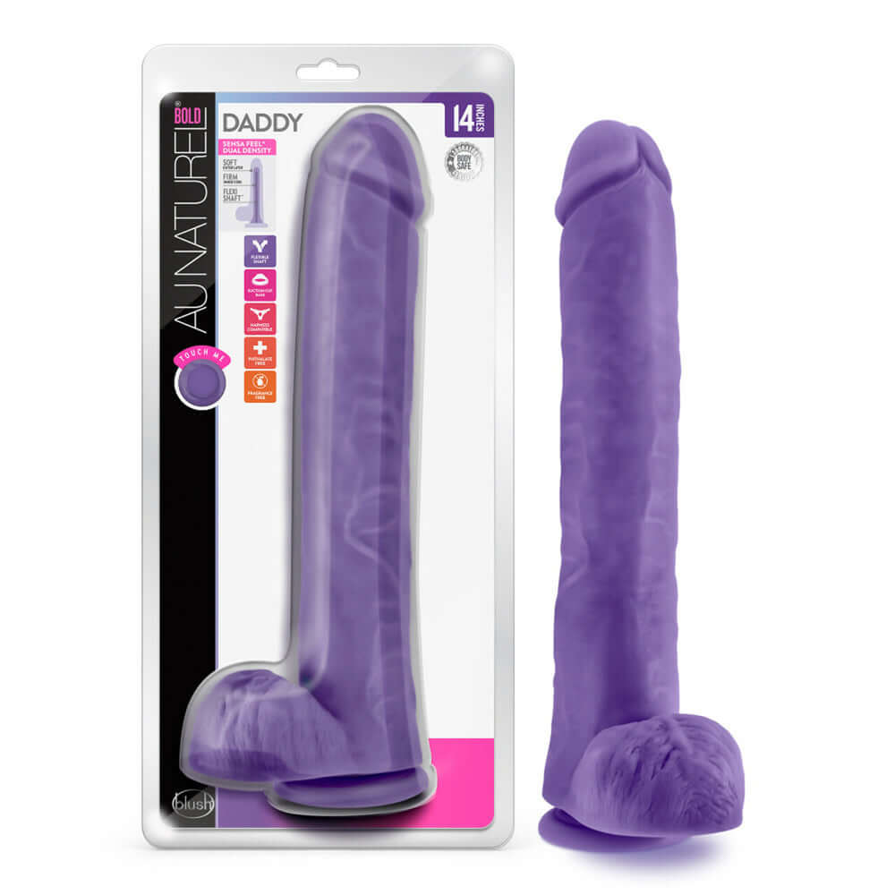 Au Naturel Bold Daddy 14" Dildo Purple | 819835027461 | Discreet Personal Wellness