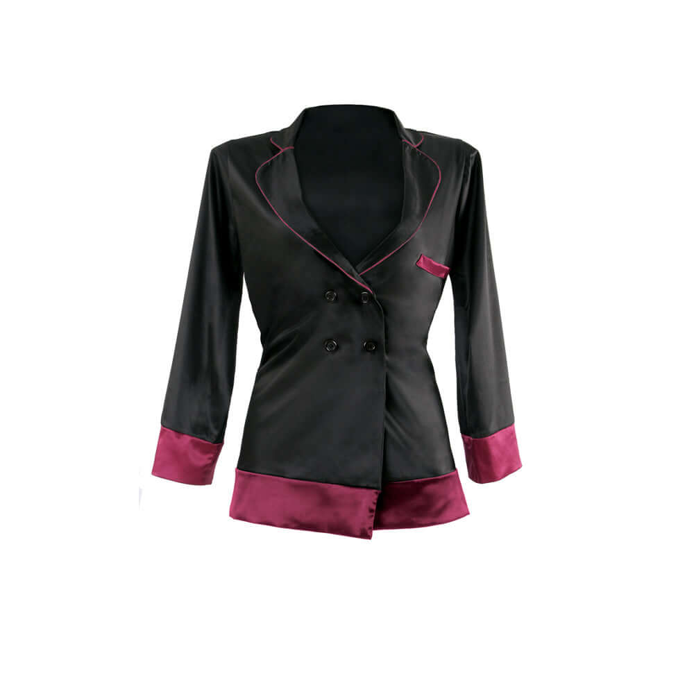 Marjorie Contrast Cuff Satin Blazer Jacket - S/M (Garment Only - No Box) | 819969027979 | Discreet Personal Wellness