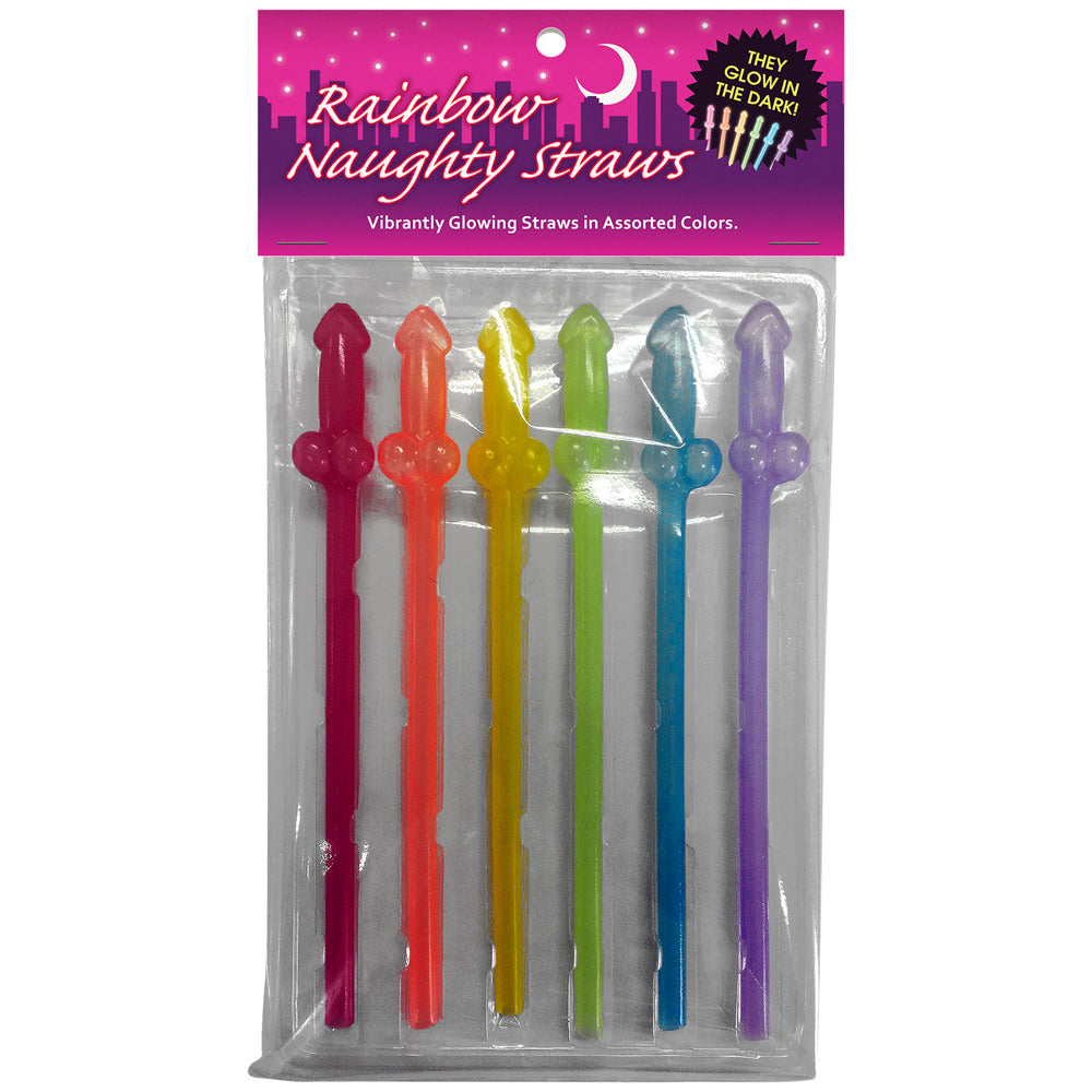 Rainbow Naughty Straws 6Ct | 825156109601 | Discreet Personal Wellness