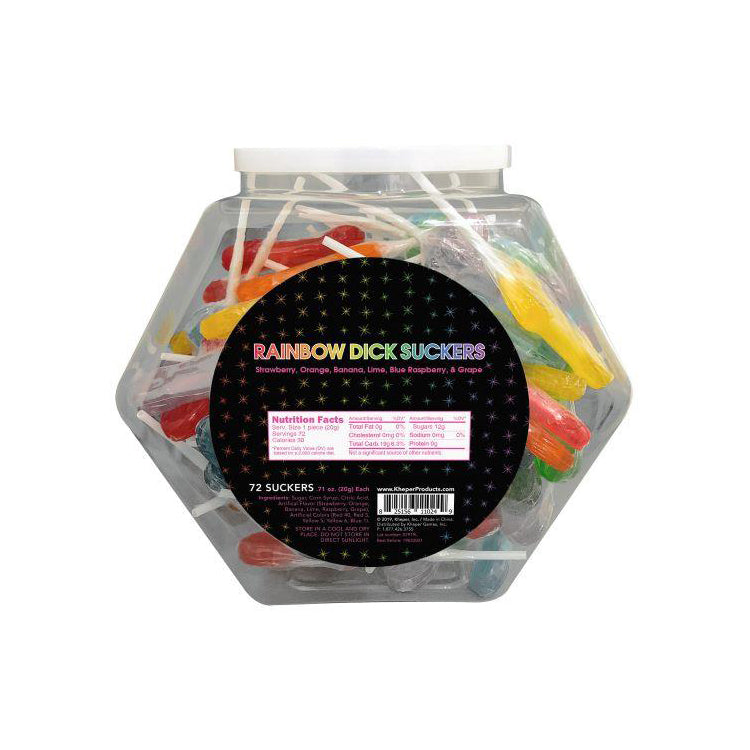 Rainbow Penis Suckers 72Ct Fishbowl | 825156110249 | Discreet Personal Wellness