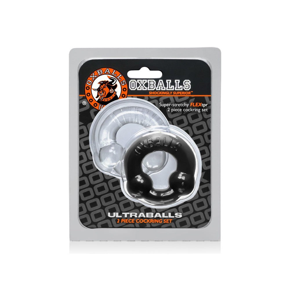 Ultraballs 2-Pack Penis Ring Black & Clear | 840215118783 | Discreet Personal Wellness