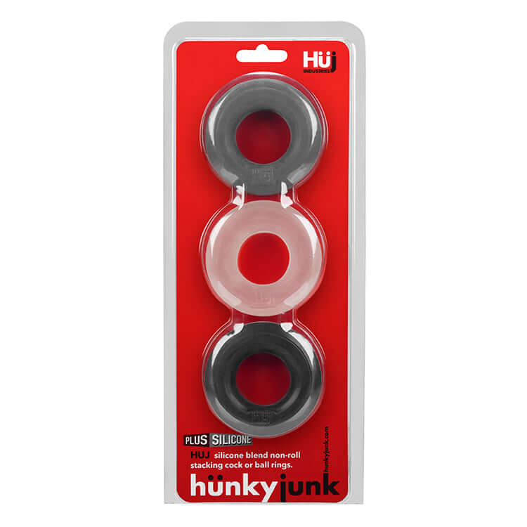 Huj3 C-Ring 3-Pack By Hunkyjunk Tar/Multi | 840215120052 | Discreet Personal Wellness