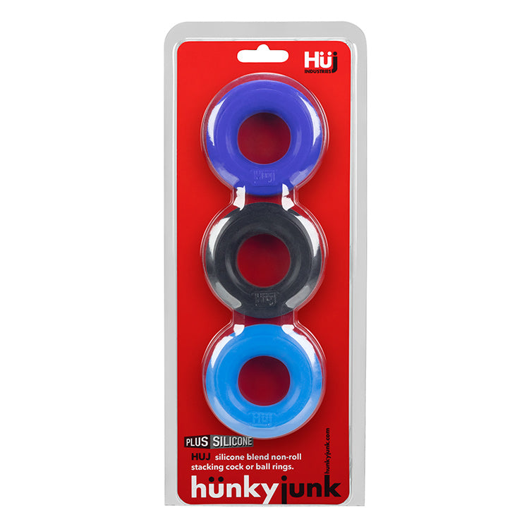 Huj3 C-Ring 3-Pack By Hunkyjunk Blue/Multi | 840215120069 | Discreet Personal Wellness