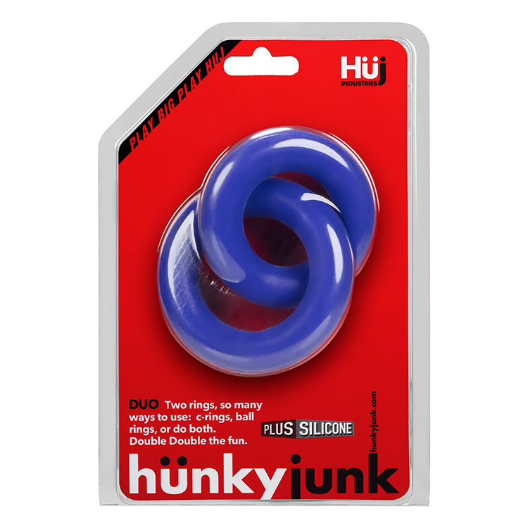 Duo Linked Penis/Ball Rings By Hunkyjunk Cobalt | 840215120076 | Discreet Personal Wellness