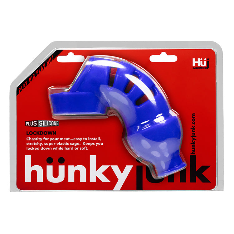 Lockdown Cage Chastity By Hunkyjunk Cobalt | 840215120090 | Discreet Personal Wellness