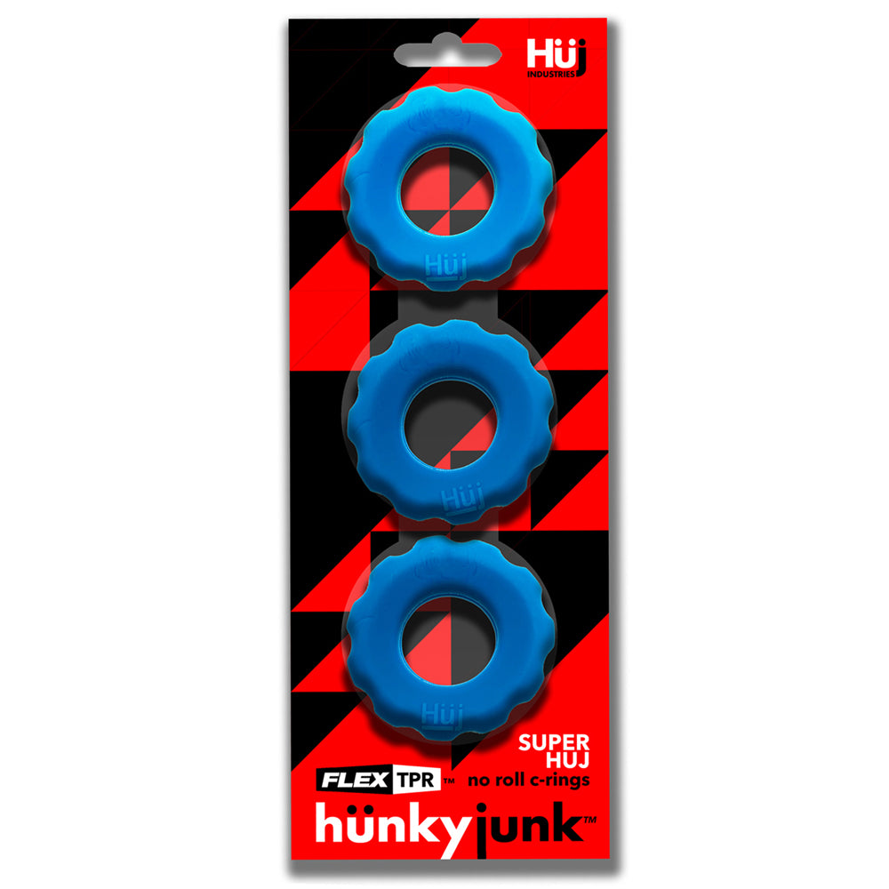 Super Huj 3-Pack Penisrings Teal Ice | 840215123121 | Discreet Personal Wellness