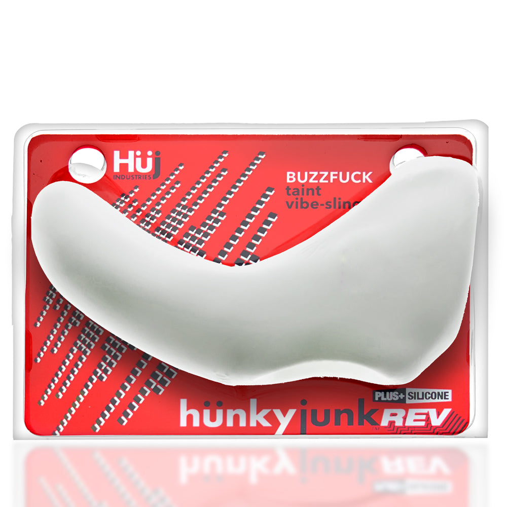 Buzzfun Sling With Taint Vibe White Ice | 840215123190 | Discreet Personal Wellness