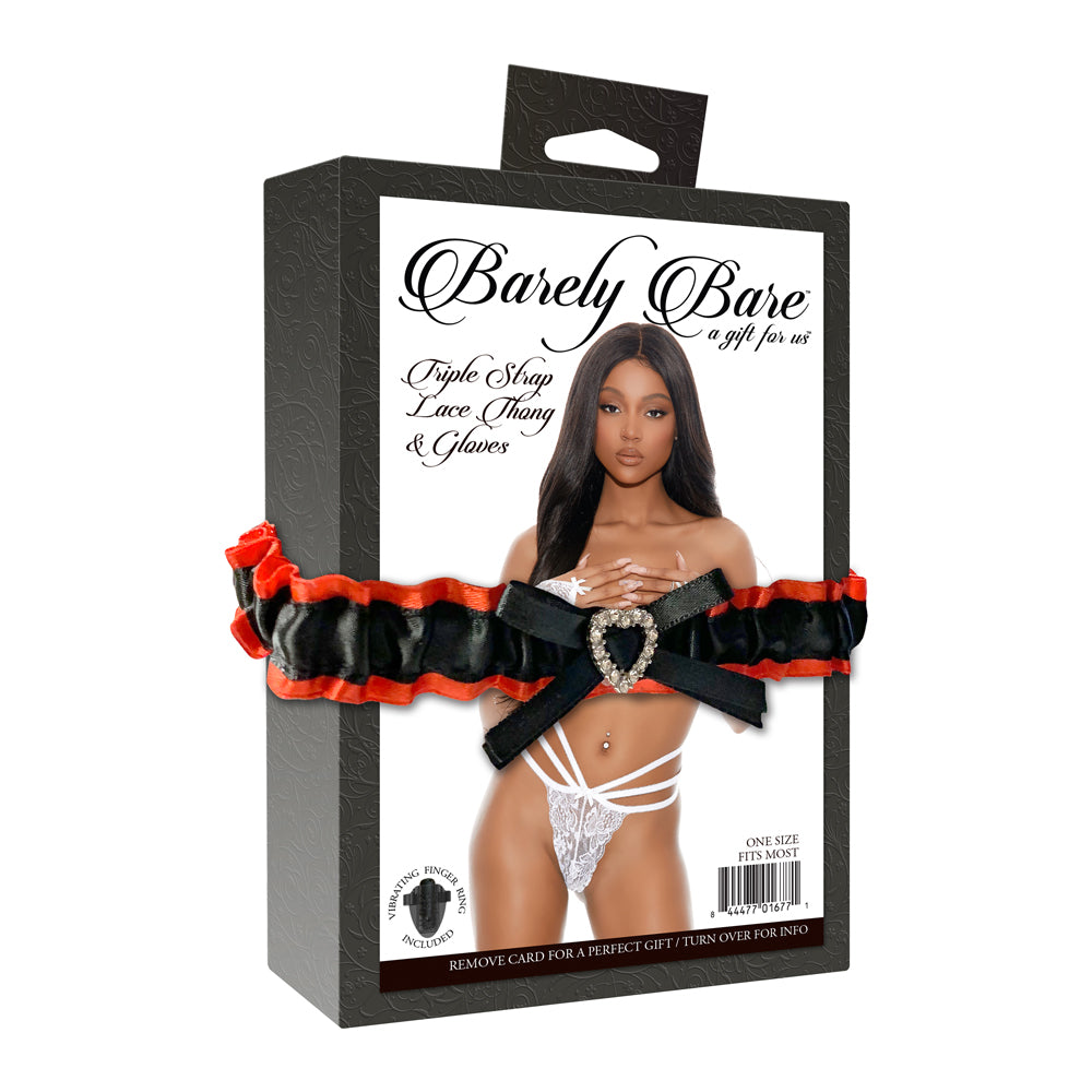 Triple Strap Lace Thong & Gloves White | 844477016771 | Discreet Personal Wellness