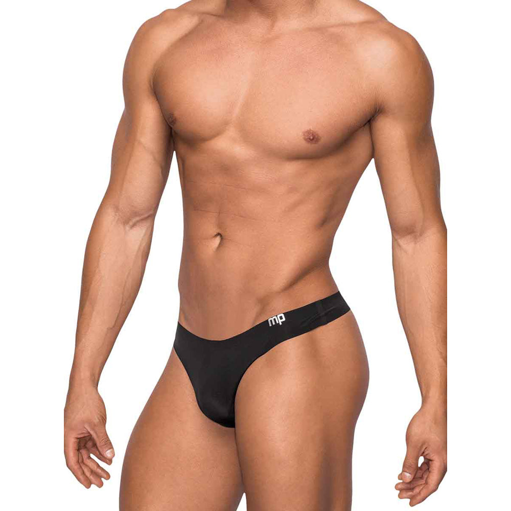 Seamless Sleek Thong W/Sheer Pouch Black L/Xl | 845830073417 | Discreet Personal Wellness