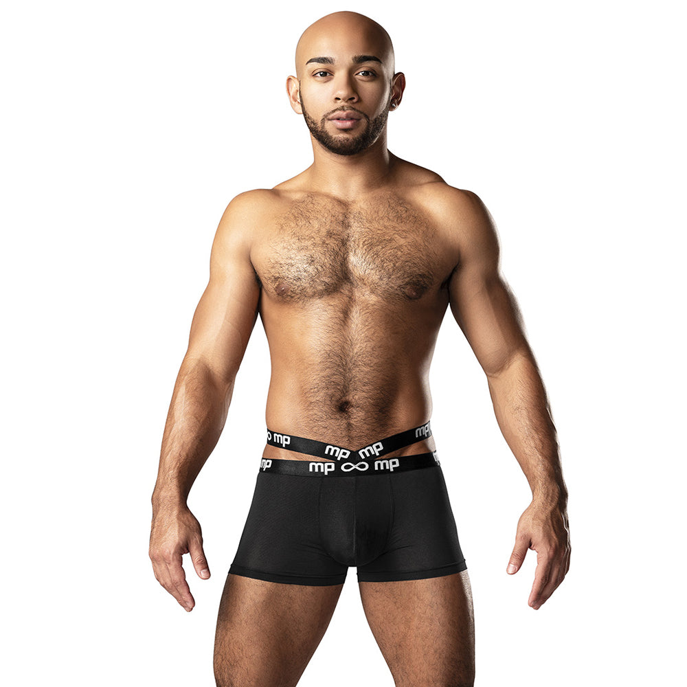 Infinite Comfort Amplifying Strappy Pouch Short Black Large | 845830091206 | Discreet Personal Wellness