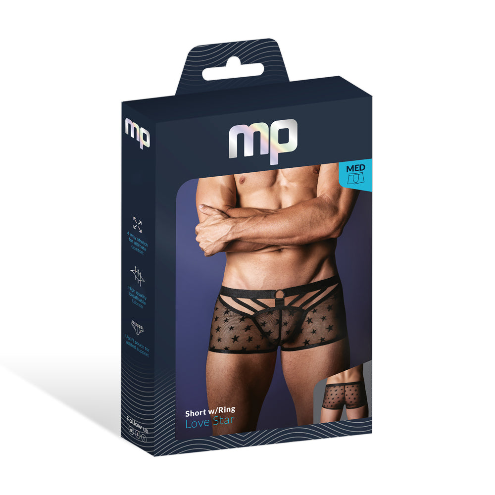 Love Star Short W/ Ring Black Large | 845830093231 | Discreet Personal Wellness
