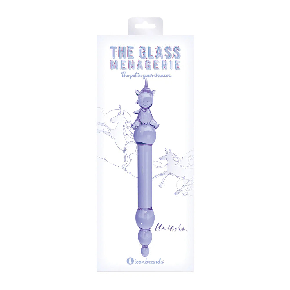 Glass Menagerie Unicorn Glass Dildo Purple | 847841011044 | Discreet Personal Wellness
