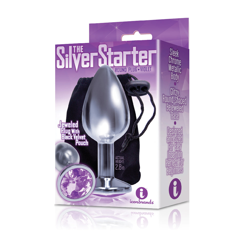 The 9's The Silver Starter Bejeweled Stainless Steel Plug Violet | 847841026079 | Discreet Personal Wellness